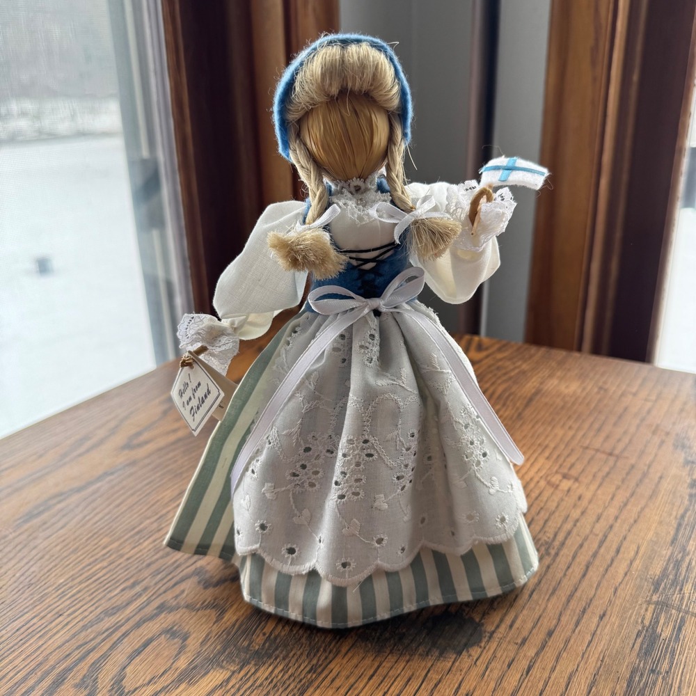 Vintage 1970s Holland Girl Doll Handmade Folk Finland Figurine Netherlands Decor